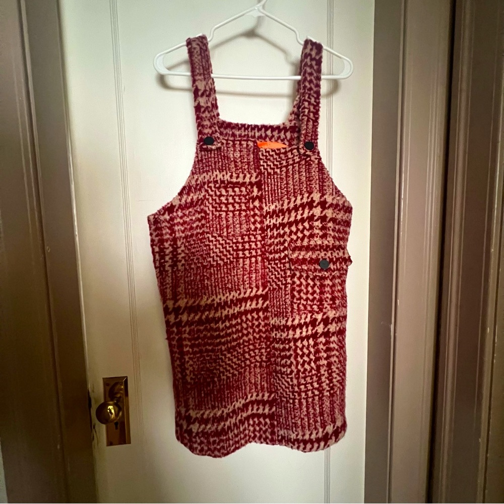 Red houndstooth SHEIN pinafore dress